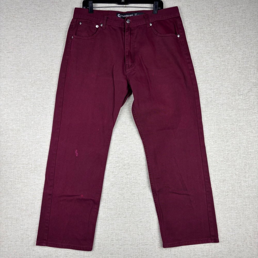 Akademiks Mens 38x32 Pants Grungy Burgundy Wash Y2K YachtRock Streetwear